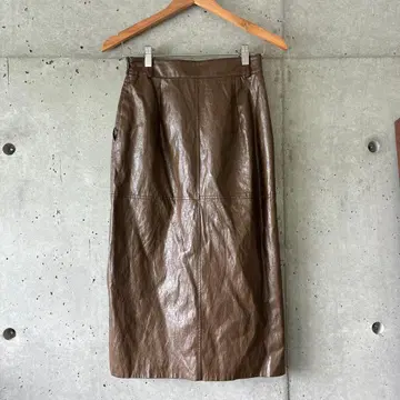 브라운 가죽 타이트 스커트 ELBORN