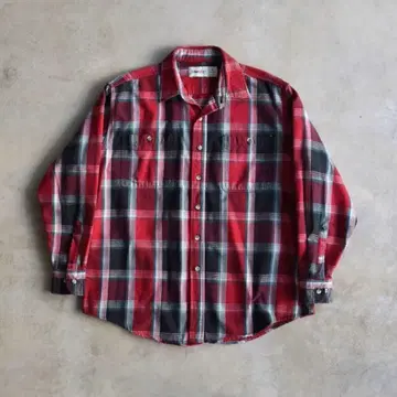 90s 세인트 존스 베이 헤비 플란넬 셔츠 빨간색 레드 체크 빅맥 XL