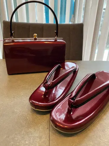 미사용 후리소데용 조리 백 세트 와인 x 블랙 성인식 결혼식 졸업식