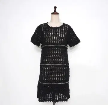 ADORE 시스루 니트 원피스 블랙 사이즈 F*OD739