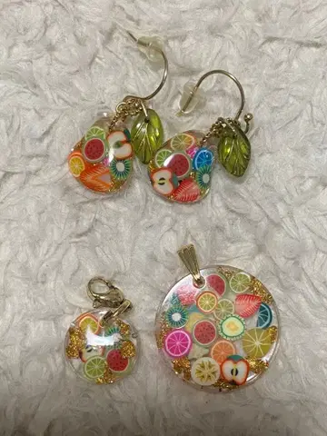 레진 카보숑 후르츠 귀걸이 키링 참 목걸이