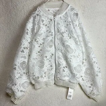 택 포함 DOUDOU (두두) 플라워 레이스 시어 블루종 집업