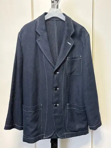 Cale HEMP HERRINGBONE SINGLE JACKET NAVY