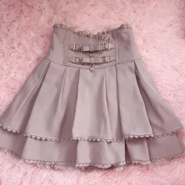 LIZ LISA 2단 리본 벨트 치마바지 핑크