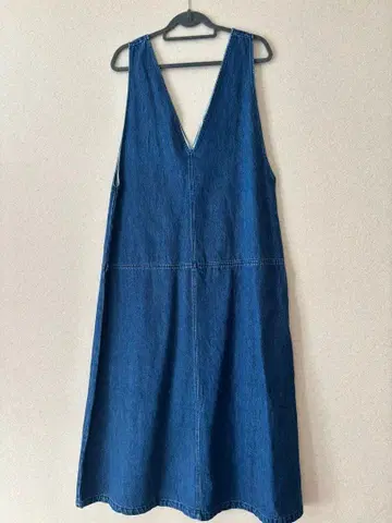 H&M 데님 원피스 루즈 V넥 오버롤 스커트