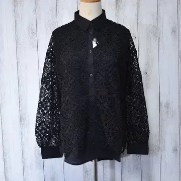 KYOKO HIGA 전체 레이스 긴팔 블라우스 정가 14080엔 블랙 M