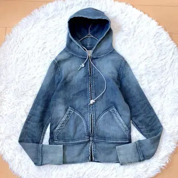 YANUK 야누크 후드 부착 데님 후드티 풀 집업 S 인기 아우터