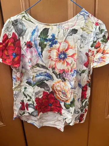 그레이스 클래스 꽃무늬 반팔 셔츠 100% 코튼