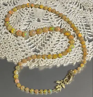 에티오피아 파이어 오팔 그라데이션 목걸이 오렌지