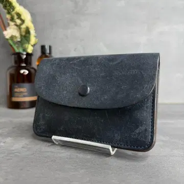 [미사용급] SLOW 슬로우 푸에블로 가죽 미니 지갑 네이비 접이식 지갑