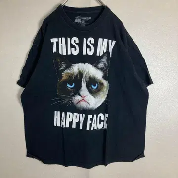 그랜피캣 티셔츠 XL 블랙 애니멀 프린트 고양이