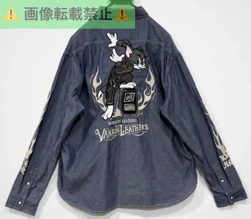 VANSON x 톰과 제리 & 파이어 자수 샴브레이 셔츠 XXL