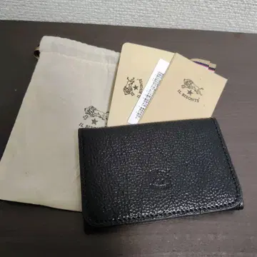 새상품 일비종떼 천연 가죽 가죽 카드 케이스 명함지갑 블랙 NERO