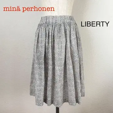 리버티 '슬리핑 로즈' 면린넨 개더 스커트