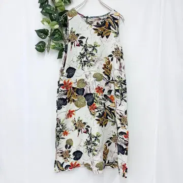 새상품급 노브랜드 원피스 꽃무늬 린넨 100 보타니컬 A라인