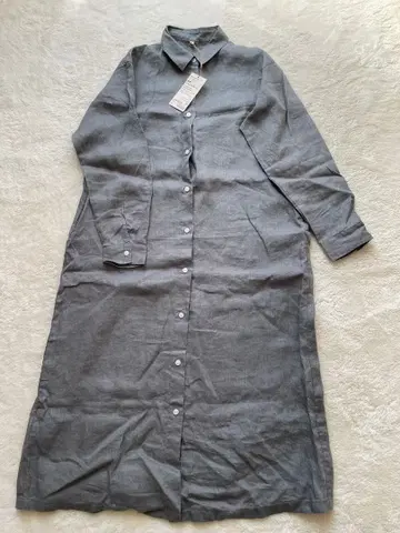 MUJI 린넨 긴팔 셔츠 원피스 M 스모키 그레이