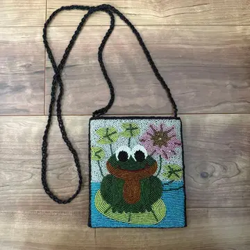 개구리 디자인 비즈 숄더백