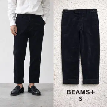 BEAMS+ 코듀로이 팬츠 신치 벨트 사이드 조절 블랙 S