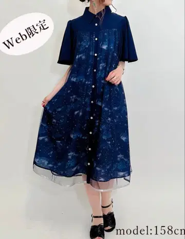 여름 별하늘 튤 셔츠 원피스 axes femme