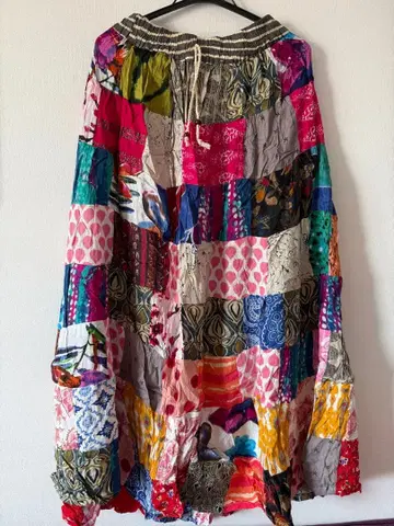 인도산 롱 스커트 패치워크 패턴