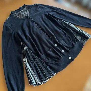 sakai 사카이 백 플리츠 니트 가디건 캐시미어 혼방 사이즈 3