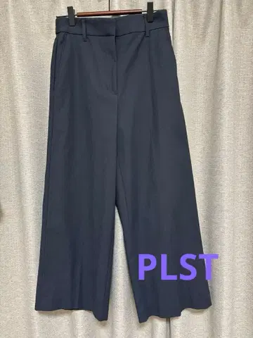 PLST 린넨 블렌드 와이드 팬츠 M 네이비