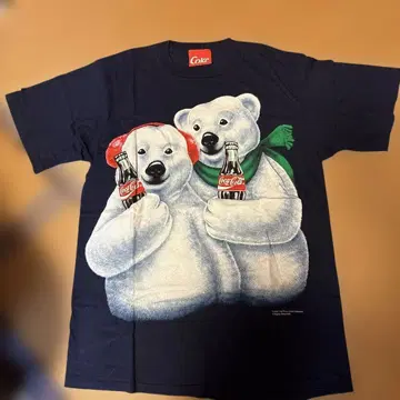 [90s] 코카콜라 화이트 곰 티셔츠 USA제 빈티지