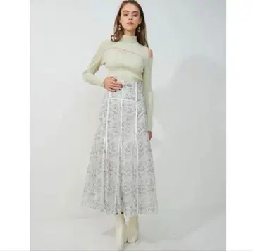 MERCURYDUO 코르셋 파이핑 플레어 플라워 스커트