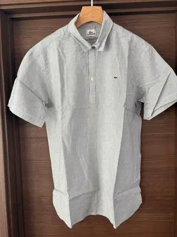 클리닝 완료 라코스테 린넨 혼방 풀오버 반팔 셔츠 4 L 상당 스트라이프