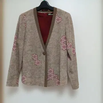 시선당 린넨 모시 문양 베이지 가디건