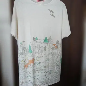 그라니프 동물과 풍경의 프린트 반팔 T튜닉