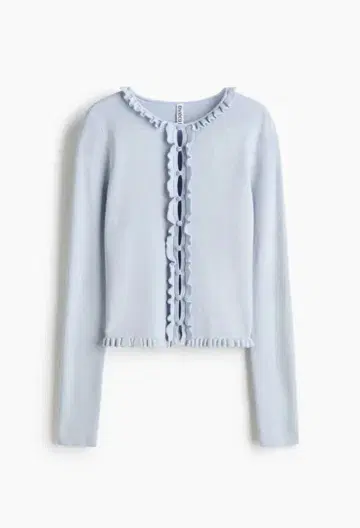 H&M 프릴 트리밍 가디건 라이트 블루 M 1327126