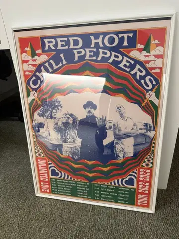프레임 부착 레드 핫 칠리 페퍼스 투어 리토그래프 포스터 렛치리