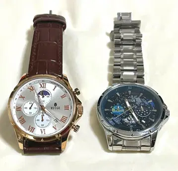 RUIGE 남성용 손목시계 2세트 문페이즈 크로노그래프 쿼츠