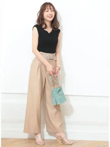 저스길리티 [ 2 ] 스티치 벨트 와이드 팬츠 JUSGLITTY