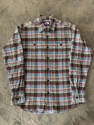 THE NORTH FACE 체크 무늬 긴팔 셔츠 L 사이즈 두꺼운 원단
