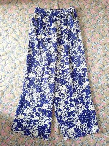 론 헤르만 플라워 프린트 이지 팬츠 XS 블루 화이트 벨트 포함