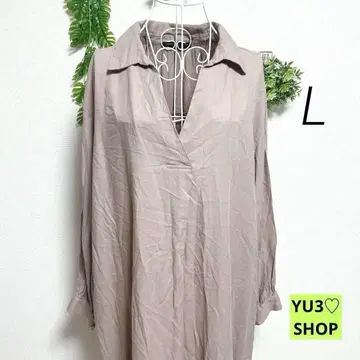 허니사클로즈 L 긴팔 셔츠 원피스 V넥 브라운 계열