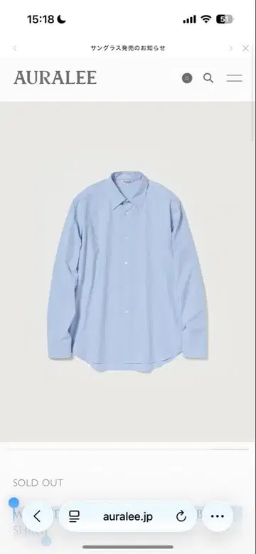 auralee WASHEDFINXWEATHER CHAMBRAY SHIRT