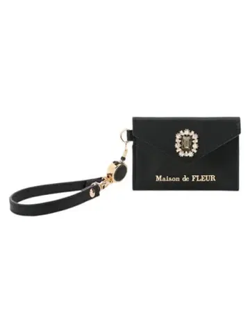 Maison de FLEUR 릴 달린 비쥬 카드 포켓 패스 케이스 블랙