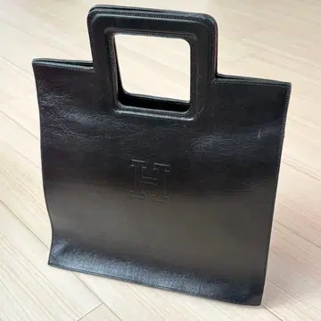 HIROFU 히로프 가죽 핸드백 토트백 스퀘어 H 로고