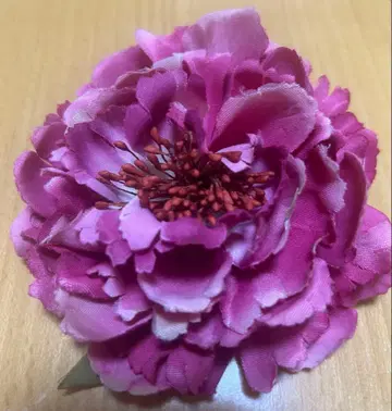 레트로 화려한 작약 코사지 머리 장식 마젠타 핑크 빅 사이즈