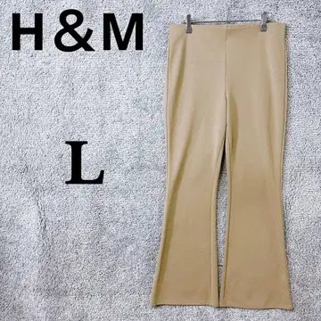 4991 H&M 플레어 팬츠 L 베이지 스트레치 허리밴딩 슬림 레그