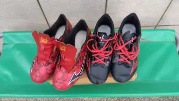 미즈노 축구 스파이크 빨간색(알파2)/블랙 (SR4) 세트 24cm