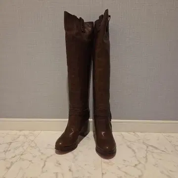 Sov. 브라운 가죽 니하이 부츠