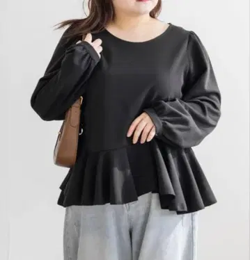 CLETTE 오리지널 언밸런스 밑단 페플럼 긴팔 풀오버 3L 블랙