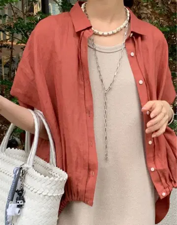 DOUDOU 린넨 드로스트 프렌치 셔츠 보르도 25ss