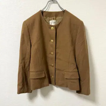 루이 카란 울 노카라 자켓 브라운 골드 버튼 깔끔 고급