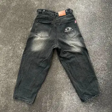 9090 배기 데님 블랙 벌룬 로고