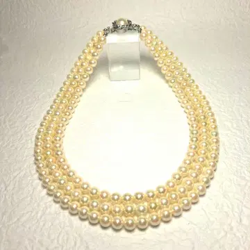 7mm 조개 진주 40cm 3연 목걸이